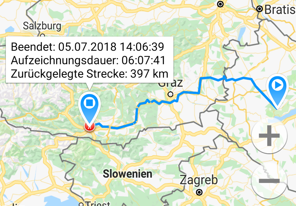 397 km bis nach Ossiach zu meinen Eltern 😏